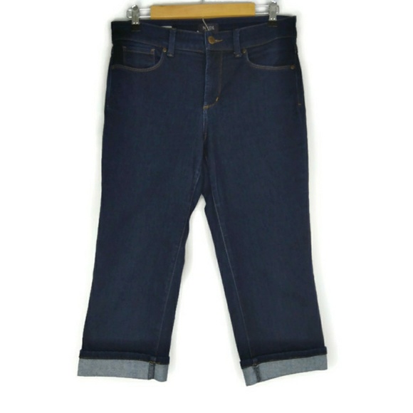 NYDJ Marilyn Crop Cuff Denim Slimming Jeans Dark Wash Size 8 - Picture 1 of 8